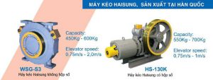 Công suất của các loại thang máy tải trọng 350kg, 450kg, 550kg