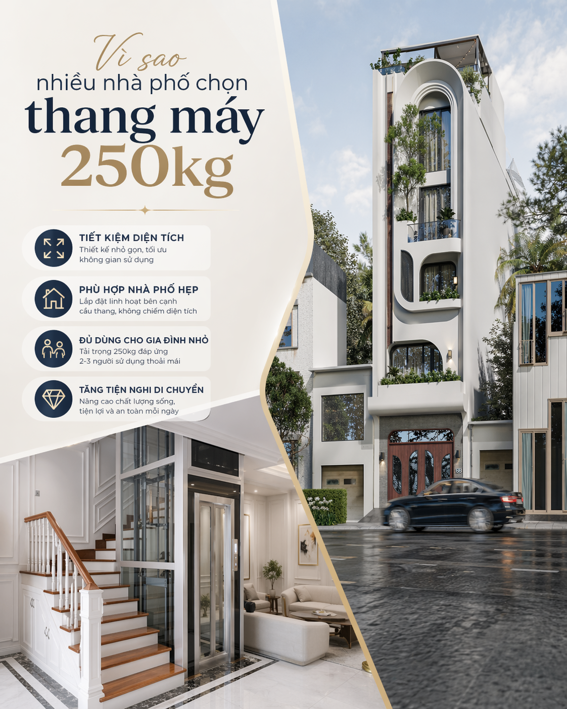 Thang máy 250kg cho nhà phố