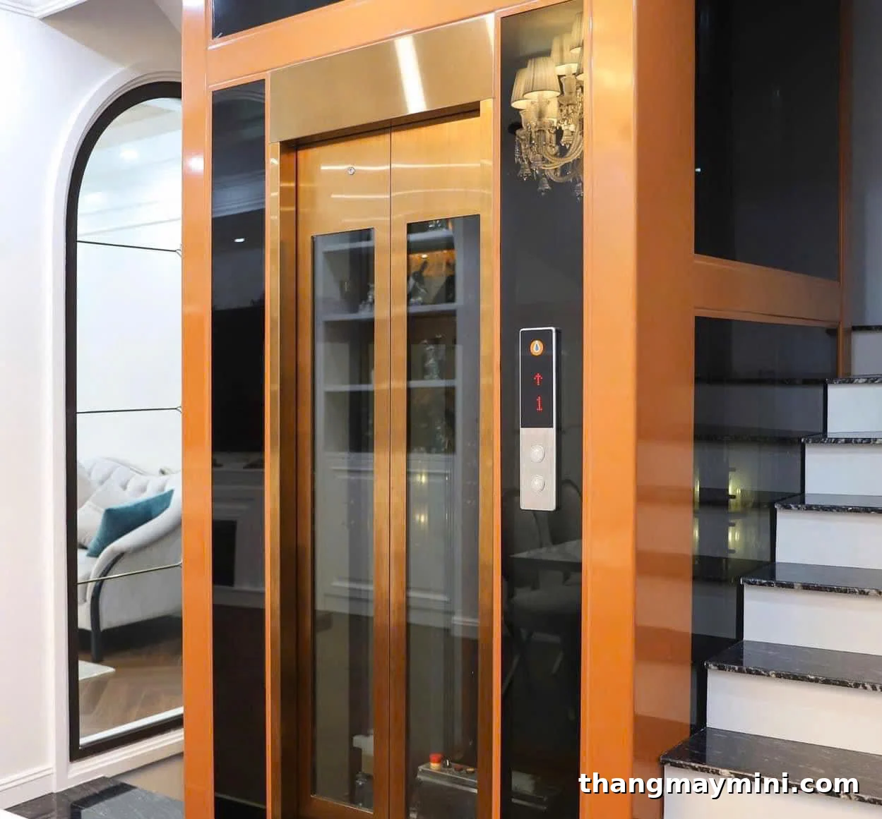 Cabin inox thang máy gia đình liên doanh, hoàn thiện trong nước