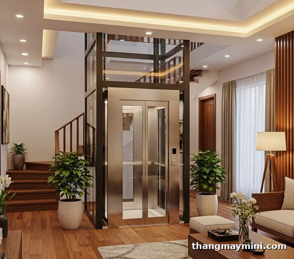 Cấu tạo thang máy kính khung thép sơn tĩnh điện, giếng thang ốp kính cường lực lắp cạnh cầu thang