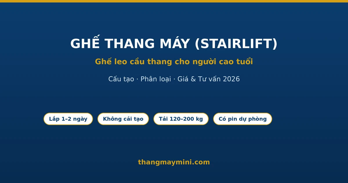 Ghế Thang Máy (Stairlift): Cấu Tạo, Phân Loại, Giá & Tư Vấn 2026 1 Ghế thang máy stairlift ghế leo cầu thang cho người cao tuổi 2026