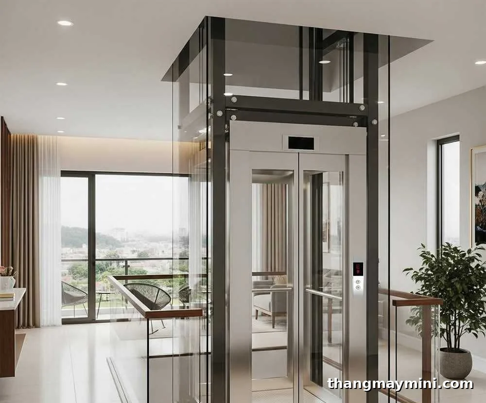 Giá thang máy gia đình liên doanh: thang lắp trong nhà phố hiện đại