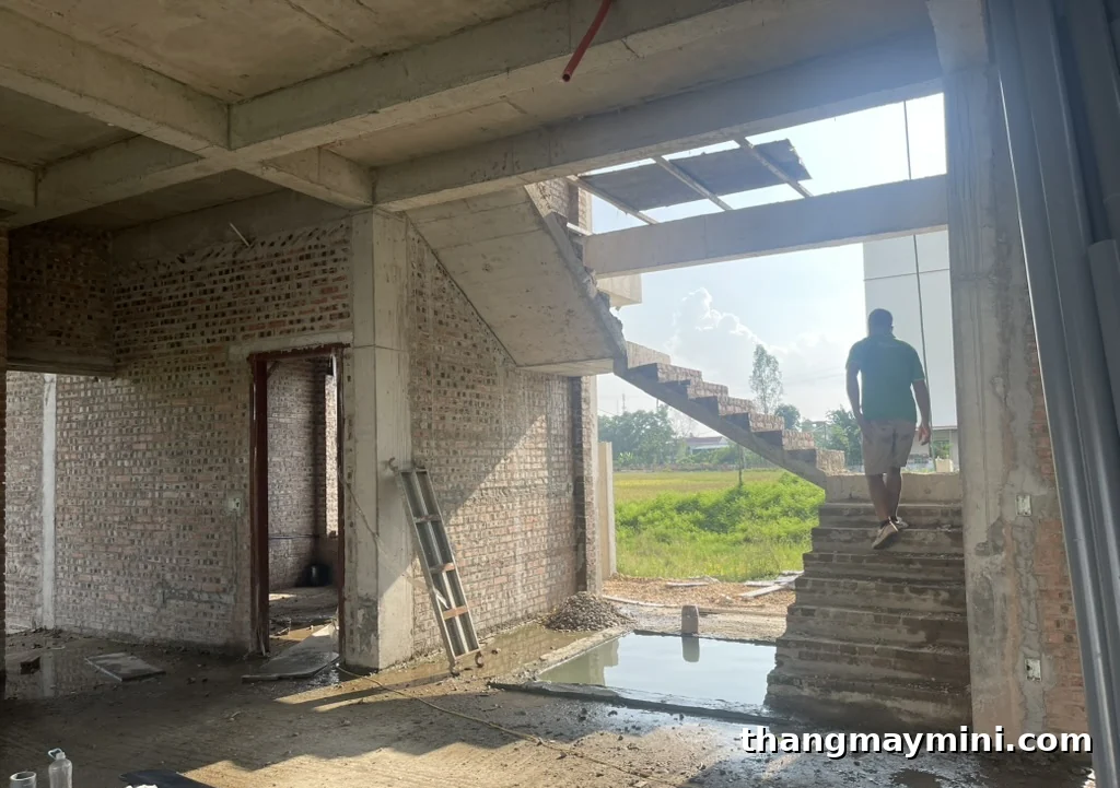 Hố Pít Thang Máy: Kích Thước, Chiều Sâu, Kết Cấu & Tiêu Chuẩn 3 Thi công hố pít thang máy bằng bê tông cốt thép, chống thấm 5 mặt